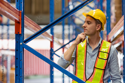 STRUCTURAL ENGINEER assess strength of metal steel structures working in construction site photo