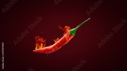 Canvas Print Burning Chili Peppers Red chilies and hot fire with flame in background