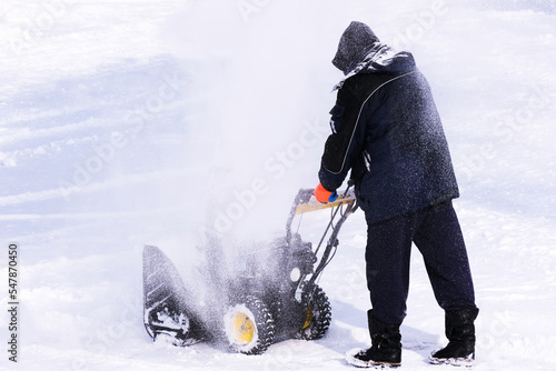 Snow removal equipment of municipal services during snow removal photo