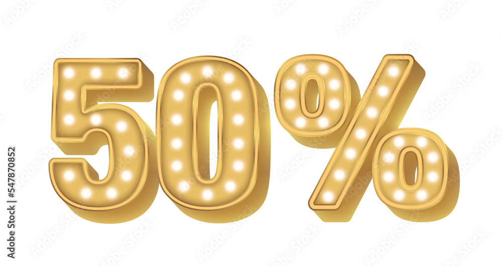 Off 50 Percent Gold Bulb Light Stock Illustration | Adobe Stock