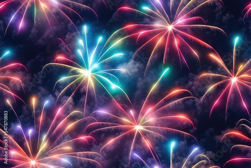 Fireworks in Night Sky Seamless Texture Pattern Tiled Repeatable Tessellation Background Image