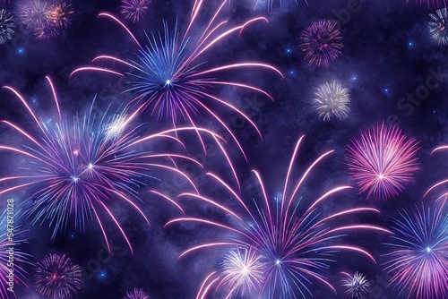 Fireworks in Night Sky Seamless Texture Pattern Tiled Repeatable Tessellation Background Image
