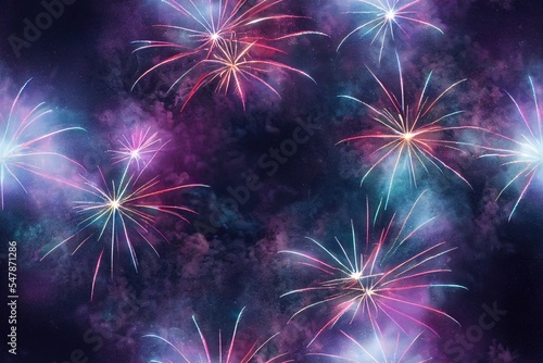 Fireworks in Night Sky Seamless Texture Pattern Tiled Repeatable Tessellation Background Image