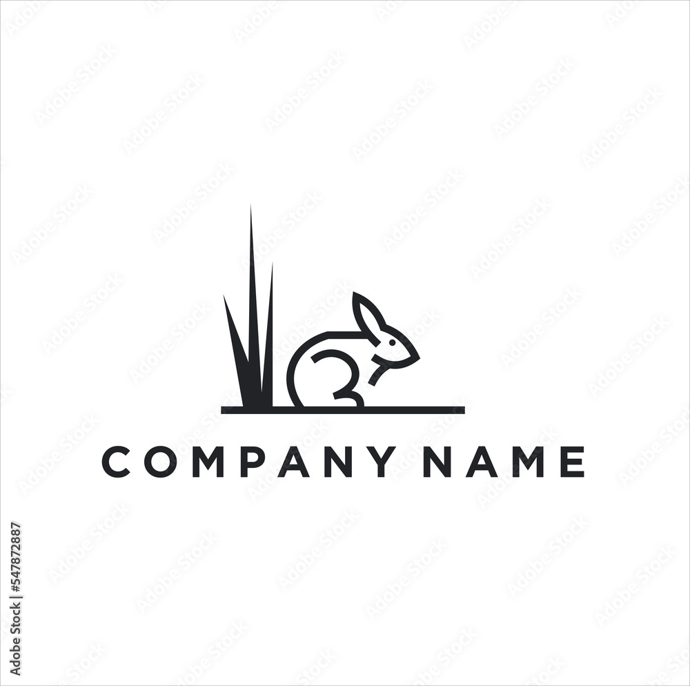 A simple rabbit logo with thin black lines on a white background, this logo is suitable for all types of businesses. A simple rabbit logo with thin black lines on a white background, this logo is suitable for all types of businesses.