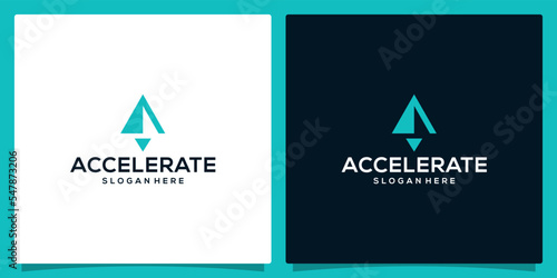 Accelerate logo design template or boost logo graphic design vector illustration. Symbol launch, icon, creative.