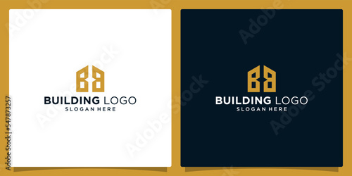 House building logo design template with initial letter BB logo graphic design vector illustration. Symbol, icon, creative.