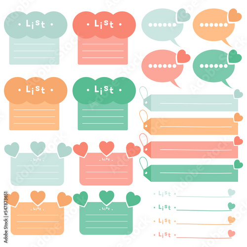 Cute paper notes. Stationary set. Scrapbook notes and cards.Printable planner stickers. To Do List note. Template for your message. Decorative planning element. Vector illustration.