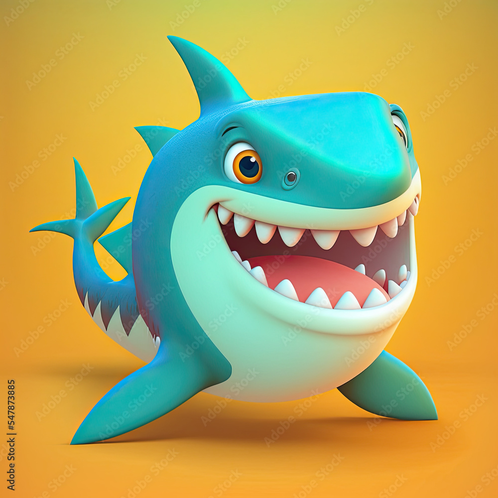 Illustration of an isolated smiling shark on yellow background Illustration of an isolated smiling shark on yellow background