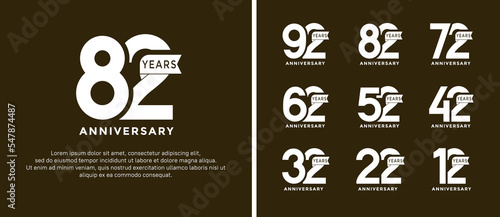 set of anniversary logo style white color and ribbon for celebration