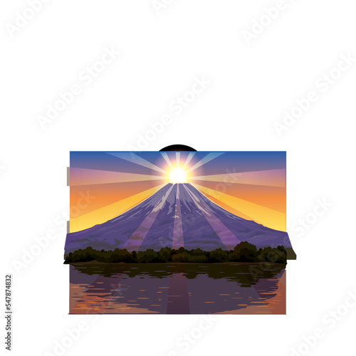 初日の出と富士山