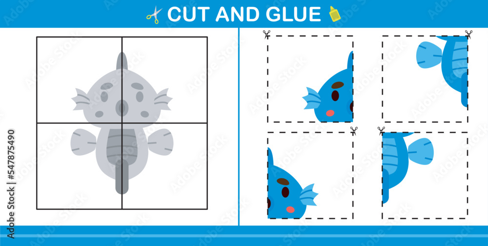 cut and glue animal education paper game for kindergarten and preschool cut and glue game for kids