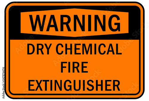 Fire emergency dry chemical fire extinguisher sign and label