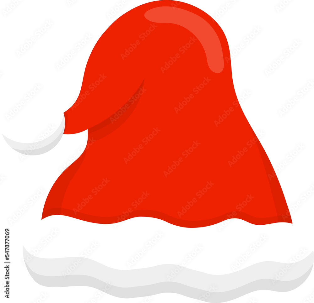 Red santa hat, christmas or new year, vector cartoon style, symbol icon illustration Red santa hat, christmas or new year, vector cartoon style, symbol icon illustration