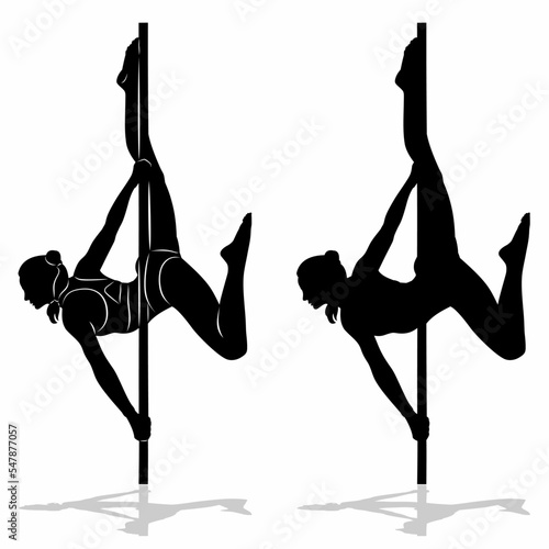 silhouette of a pole dancer, vector drawing