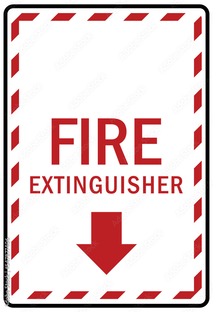 Obraz premium Fire emergency fire extinguisher sign and label