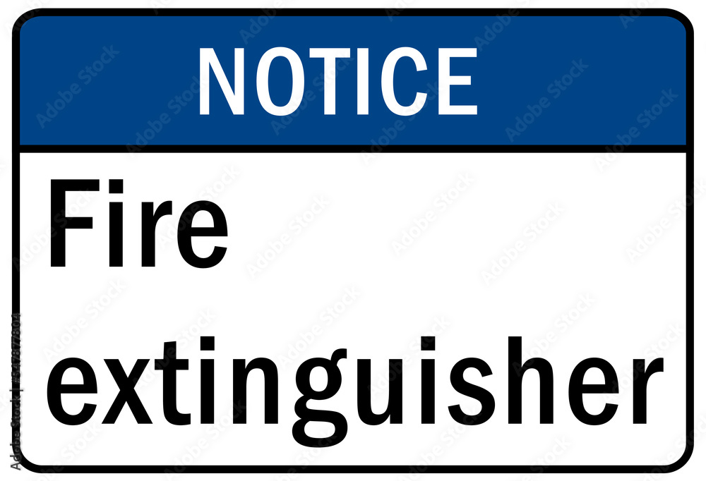 Fire emergency fire extinguisher sign and label