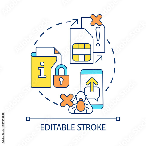 Prevent digital virus concept icon. Avoid hacked data. Personal cybersecurity. Reliable protection abstract idea thin line illustration. Isolated outline drawing. Editable stroke. Arial font used