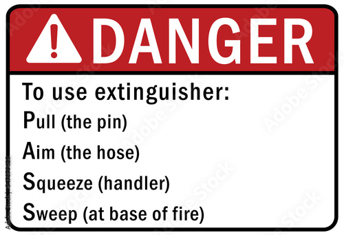 To use fire extinguisher guide sign