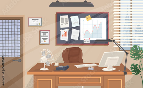 Boss office cabinet vector flat interior design