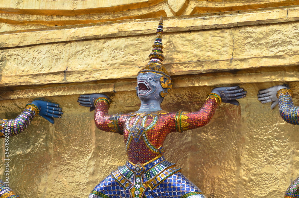 Warrior Wat Phra Kaew, Temple of the Emerald Buddha, Bangkok, Thailand.