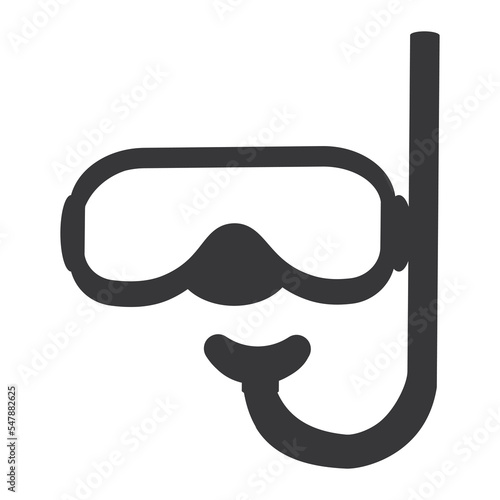 Diving mask with snorkel outline silhouette in cartoon style isolated on white background. Graphic illustration