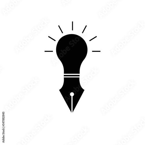 pen tool bulb icon and logo