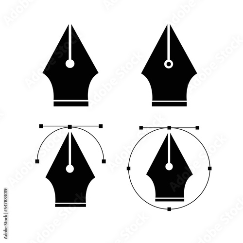 pen tool icon , set of black and white icons