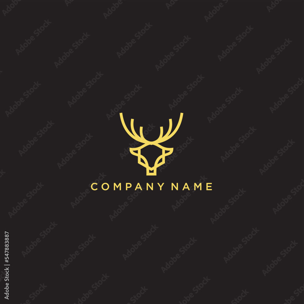 deer logo inspiration outline vector template illustration on gold colour . deer logo inspiration outline vector template illustration on gold colour .