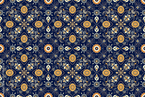 Gemetric ethnic oriental ikat pattern traditional Design for background,carpet,wallpaper,clothing,wrapping,batic,fabric,vector Decorative strip for textiles. photo