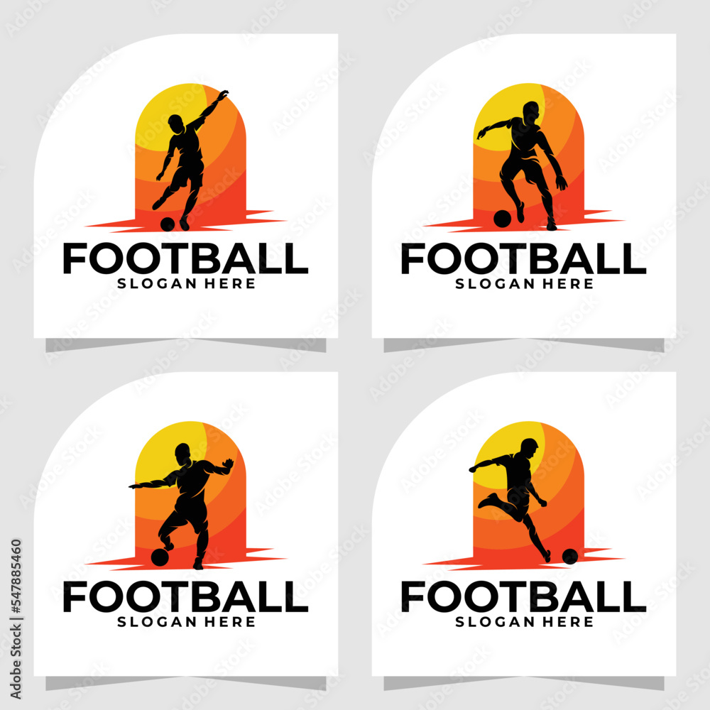 set of football player logo vector design silhouette set of football player logo vector design silhouette
