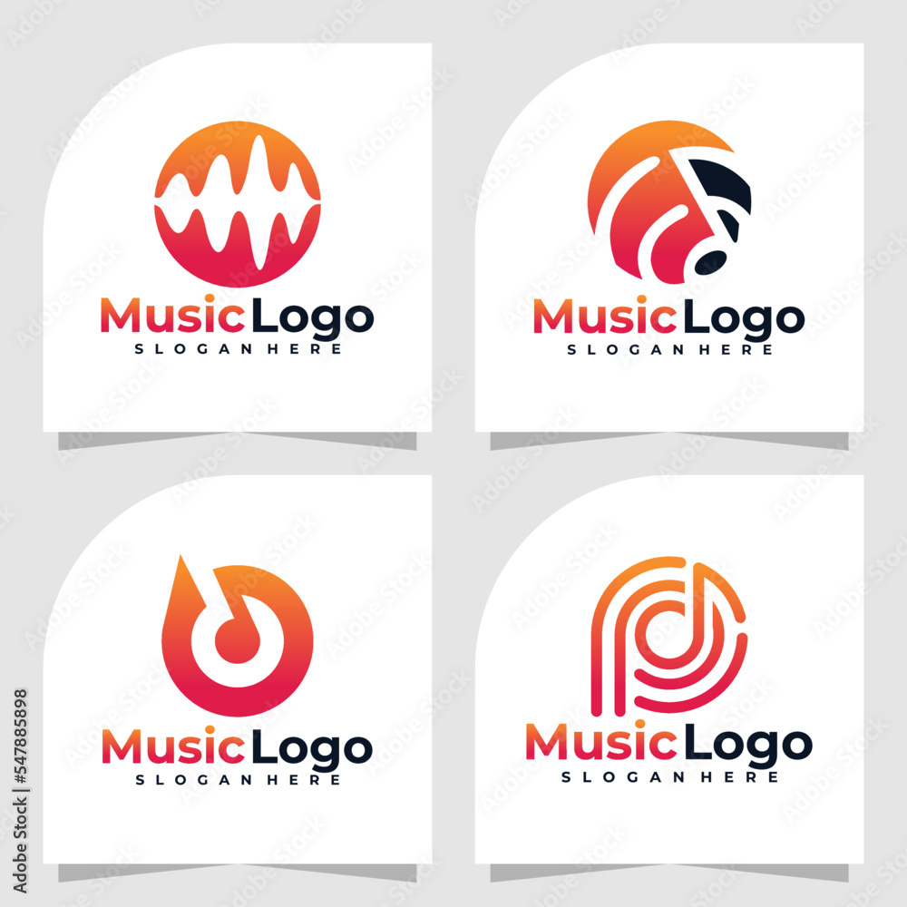 set of music logo vector design template