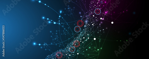 Quantum processing. Deep learning artificial intelligence. Future new technology  for business or science presentation