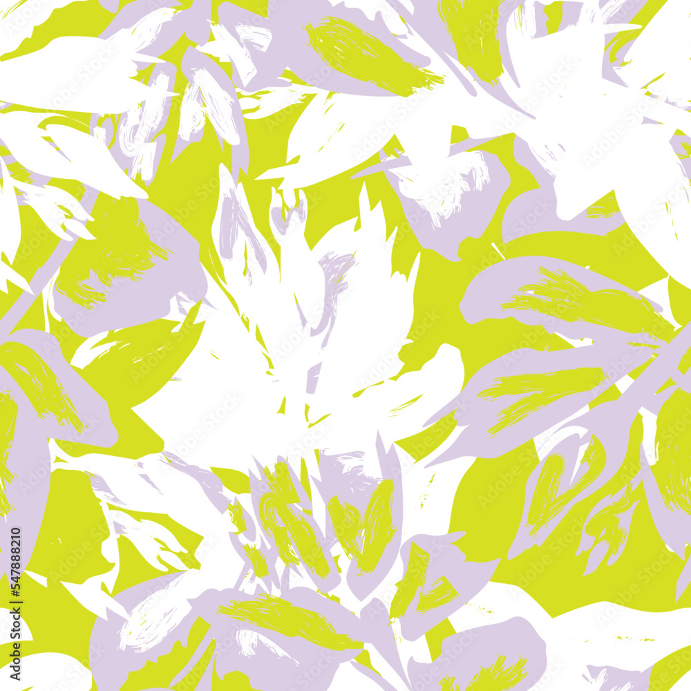 Naklejka premium Floral Brush strokes Seamless Pattern Design