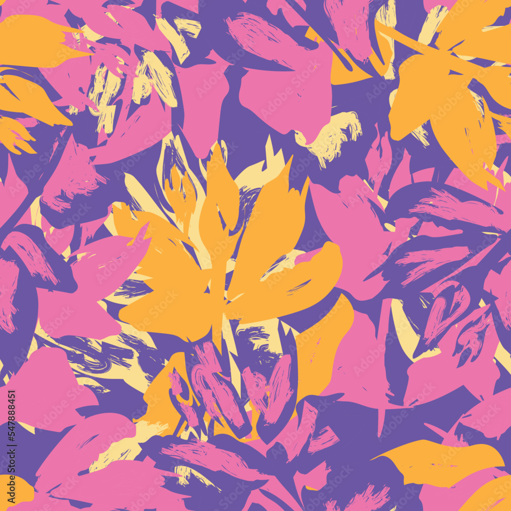Floral Brush strokes Seamless Pattern Design Floral Brush strokes Seamless Pattern Design