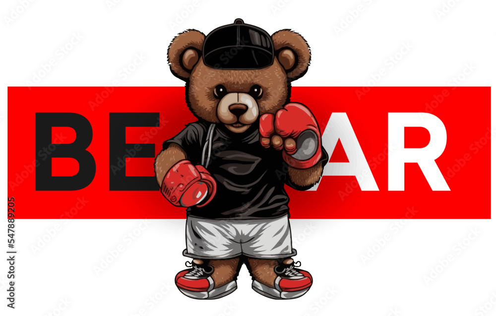 A bear in a tracksuit and red gloves is engaged in boxing isolated on a  white background. Vector illustration Stock Vector | Adobe Stock