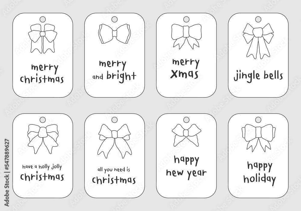 Fototapeta premium Merry Christmas tags set. Christmas printable gift tags.