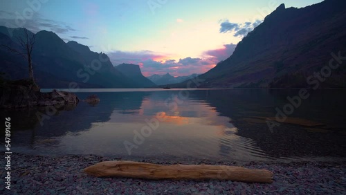 Tranquil Sunset On Perfect Mountain lake