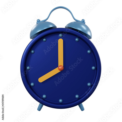Dark blue alarm clock model isolated