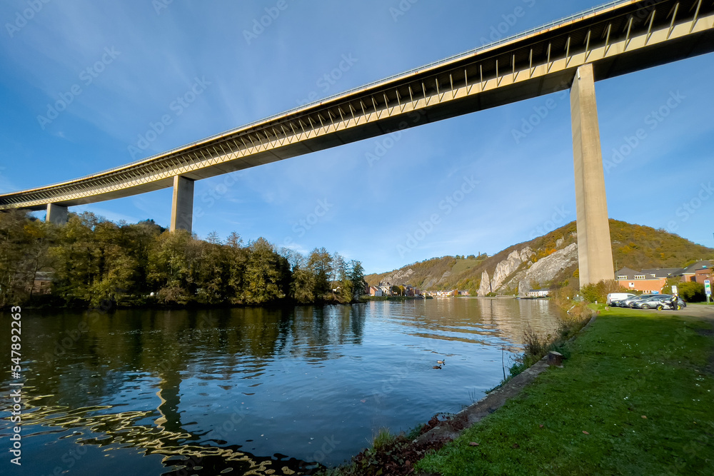 Low angle view of the Charlemagne route bridge in Dinant Low angle view of the Charlemagne route bridge in Dinant