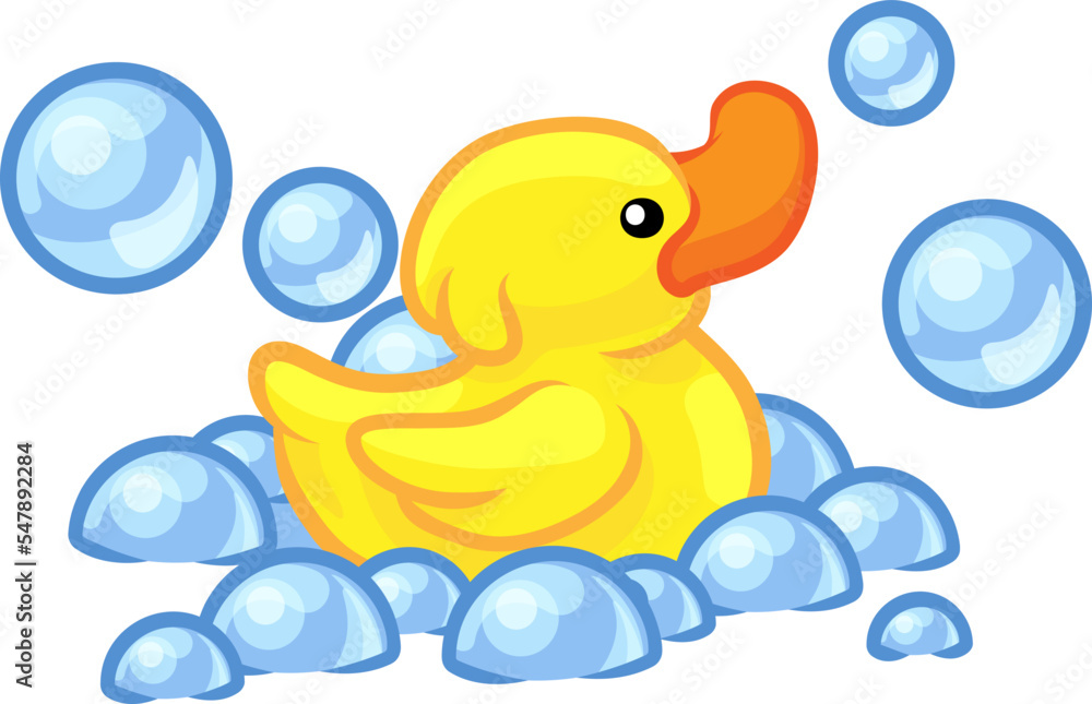 Obraz premium A cartoon yellow rubber ducky duck bubble bath toy