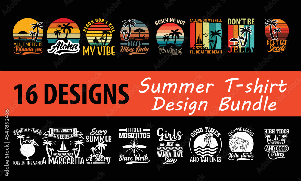 Summer T-shirt Design Bundle 