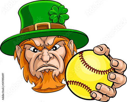 A leprechaun animal softball sports team cartoon mascot