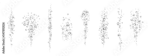 Oxygen air bubbles  flow  in water on white  background.