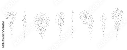 Oxygen air bubbles  flow  in water on white  background.