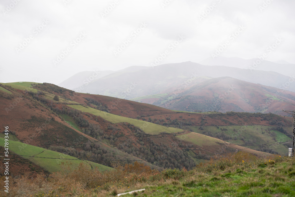 Panoramic view of mist covered mountains