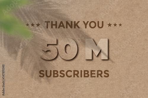 50 Million subscribers celebration greeting banner with Card Board Design