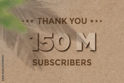 150 Million subscribers celebration greeting banner with Card Board Design