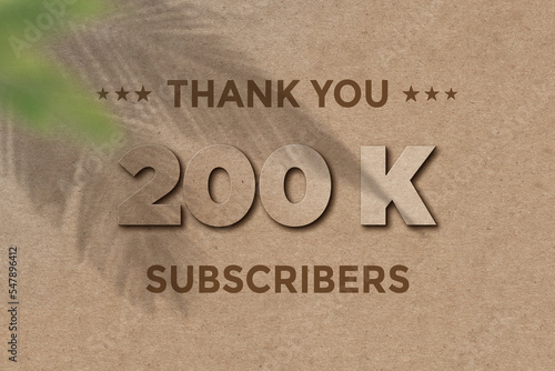 200 K subscribers celebration greeting banner with Card Board Design