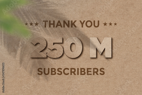 250 Million subscribers celebration greeting banner with Card Board Design