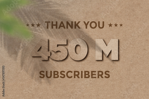 450 Million subscribers celebration greeting banner with Card Board Design
